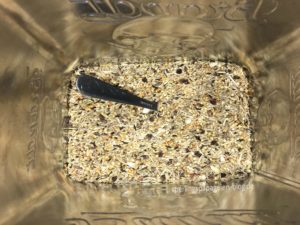 Aufbewahrung von Sperlingspapageienfutter in einer Blechdose
